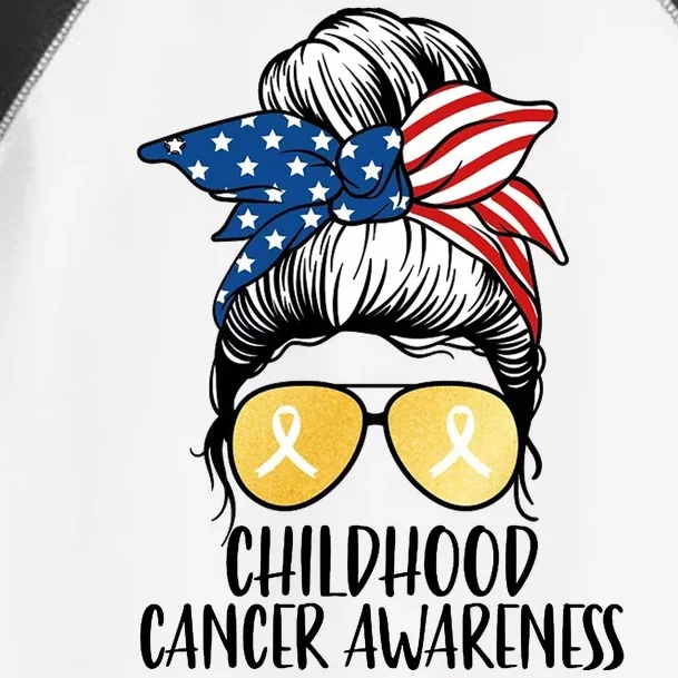 Childhood Cancer Awareness Gold Ribbon Messy Bun Toddler Fine Jersey T-Shirt