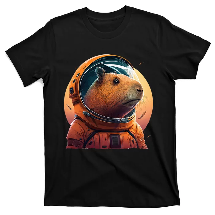 Capybara Cute and Capybara Astronaut in the space T-Shirt