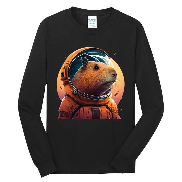 Capybara Cute and Capybara Astronaut in the space Tall Long Sleeve T-Shirt