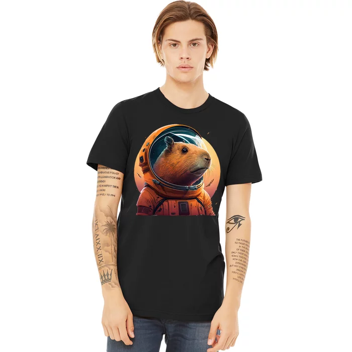 Capybara Cute and Capybara Astronaut in the space Premium T-Shirt