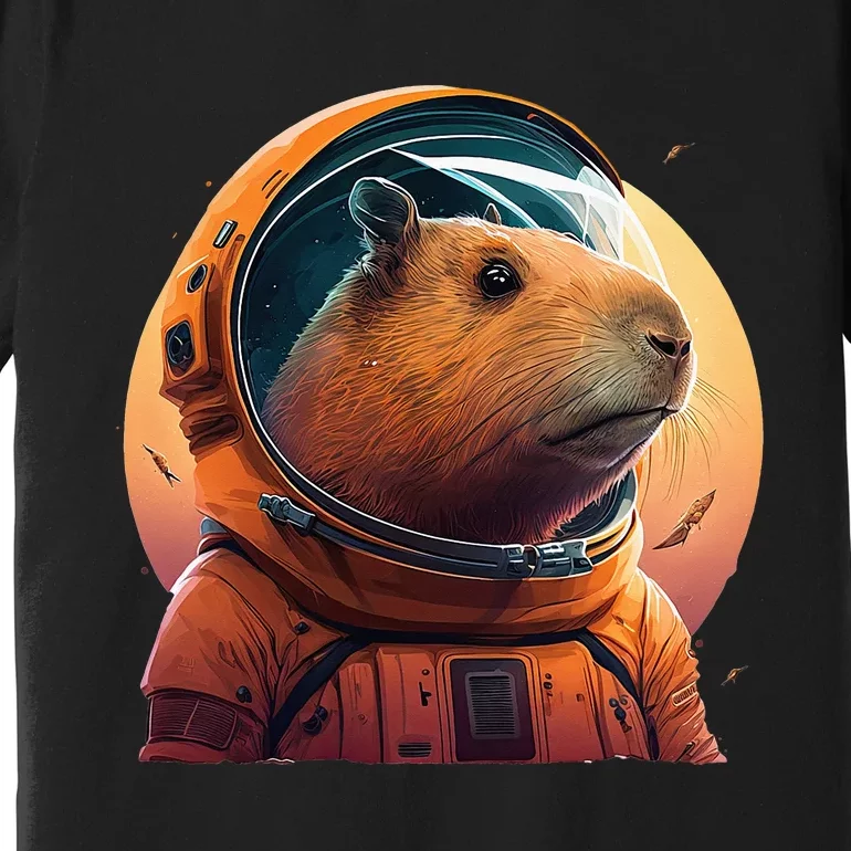 Capybara Cute and Capybara Astronaut in the space Premium T-Shirt