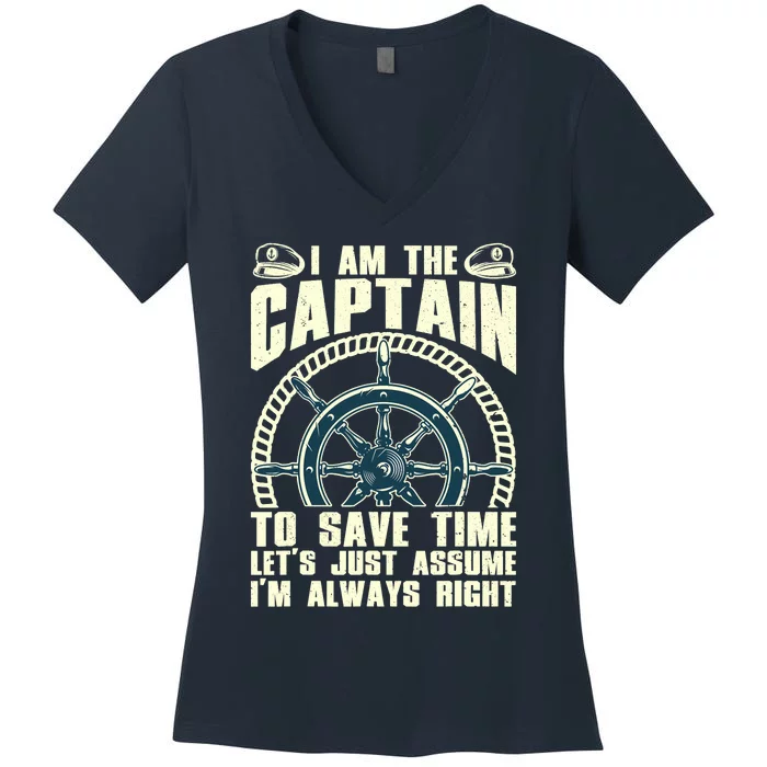 Cool Captain Art For Wo Boat First Mate Ship Boating Women's V-Neck T-Shirt