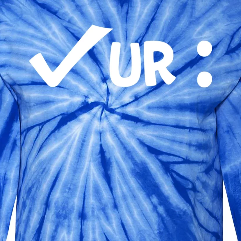 Colon Cancer Awareness Blue Check Your Colon Gift Tie-Dye Long Sleeve Shirt