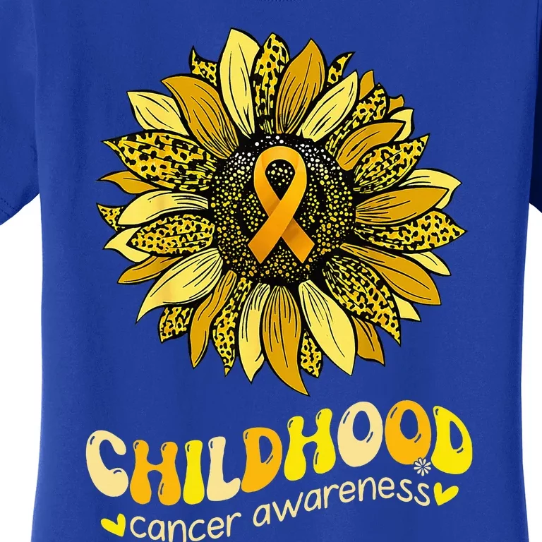 Childhood Cancer Awareness Leopard Yellow Sunflower Women's T-Shirt