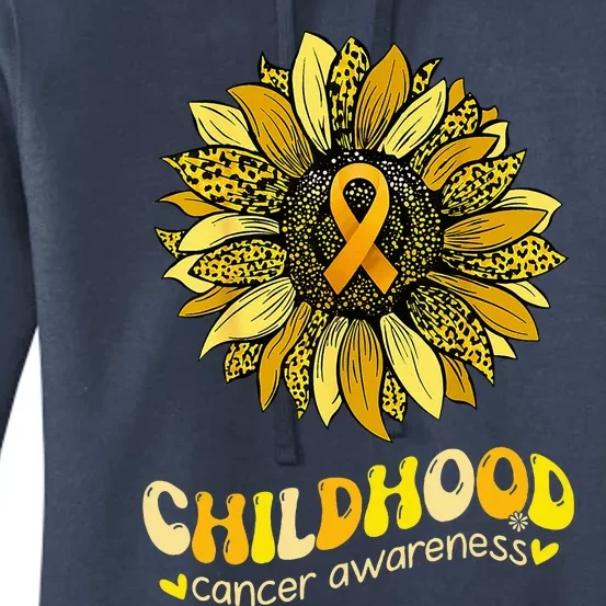 Childhood Cancer Awareness Leopard Yellow Sunflower Women's Pullover Hoodie