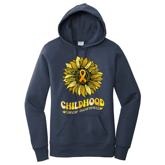 Childhood Cancer Awareness Leopard Yellow Sunflower Women's Pullover Hoodie