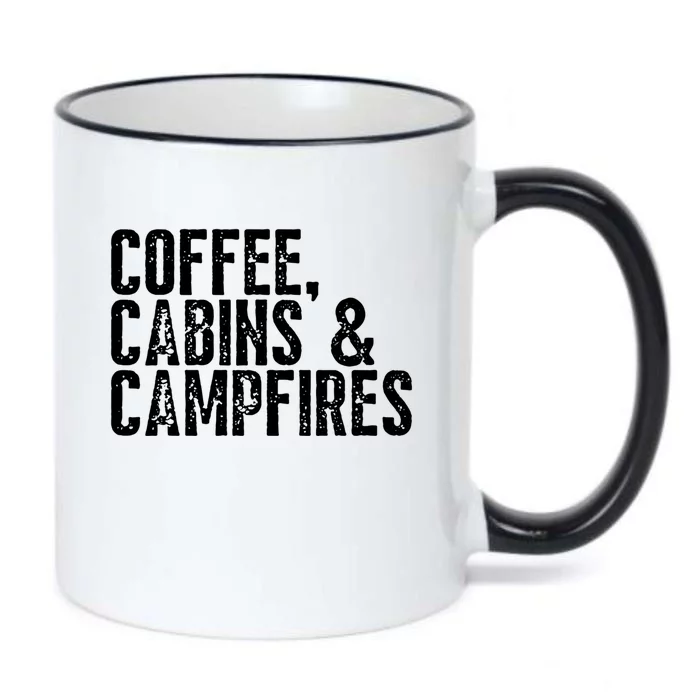 Coffee Cabins And Campfires Outdoor Adventurers Gift Black Color Changing Mug