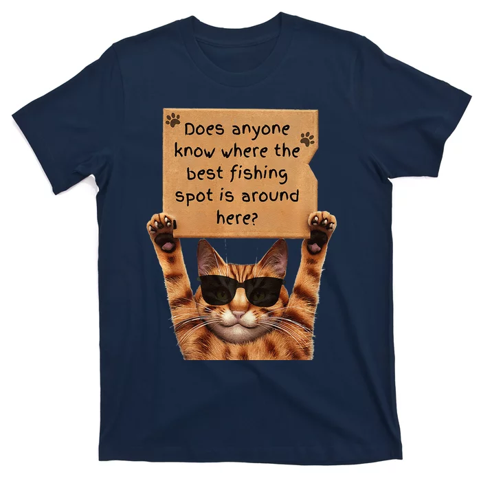 Cool Cat Asking For Fishing Spots Premium T-Shirt