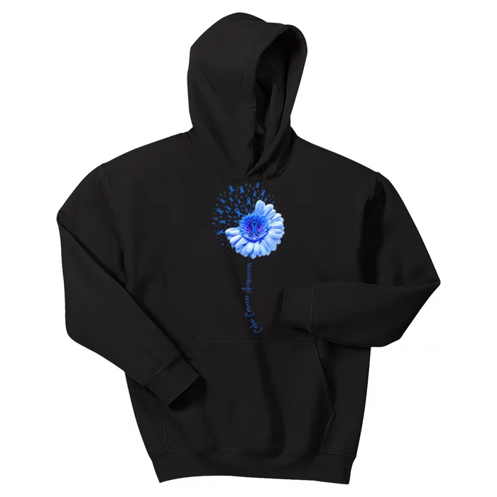 Colon Cancer Awareness Flower Survivor Fighter Kids Hoodie