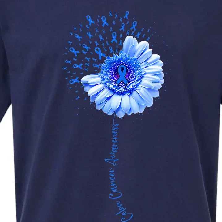 Colon Cancer Awareness Flower Survivor Fighter Sueded Cloud Jersey T-Shirt