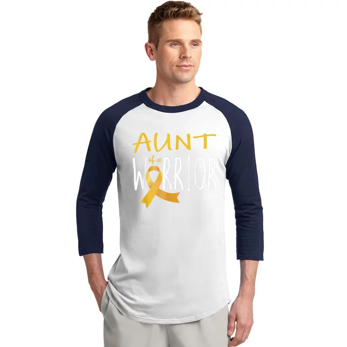 Childhood Cancer Awareness Aunt Of A Warrior Baseball Sleeve Shirt