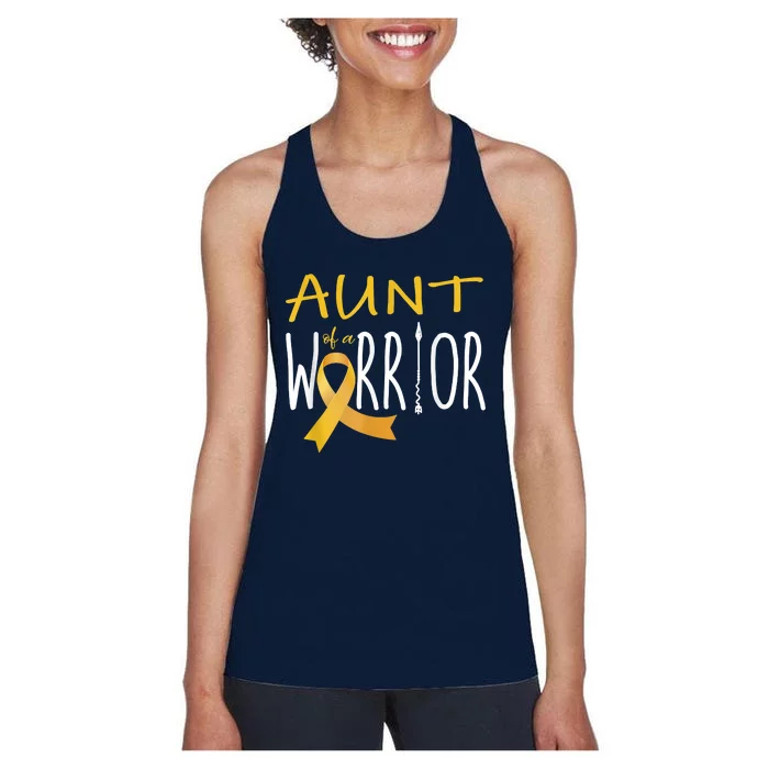 Childhood Cancer Awareness Aunt Of A Warrior Women's Racerback Tank