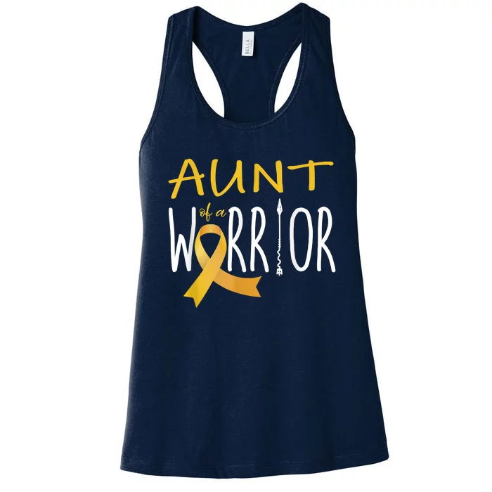 Childhood Cancer Awareness Aunt Of A Warrior Women's Racerback Tank