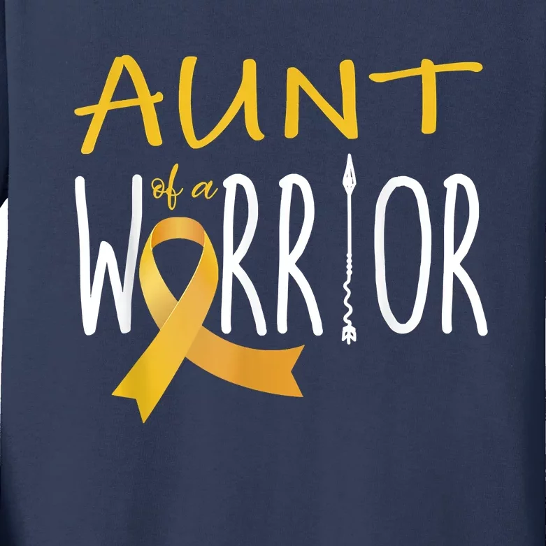 Childhood Cancer Awareness Aunt Of A Warrior Kids Long Sleeve Shirt