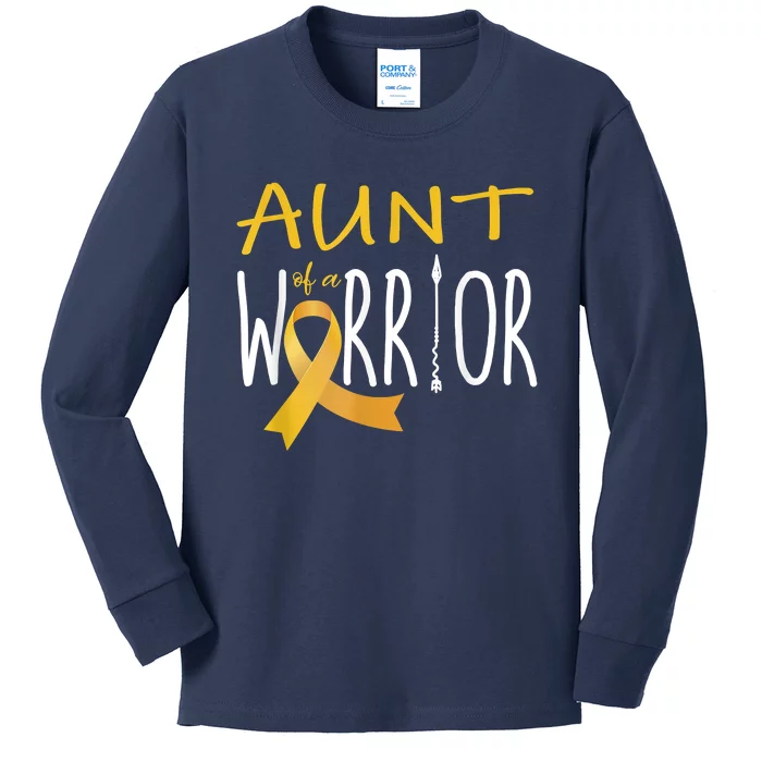 Childhood Cancer Awareness Aunt Of A Warrior Kids Long Sleeve Shirt