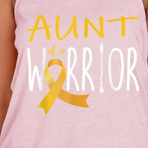 Childhood Cancer Awareness Aunt Of A Warrior Women's Knotted Racerback Tank