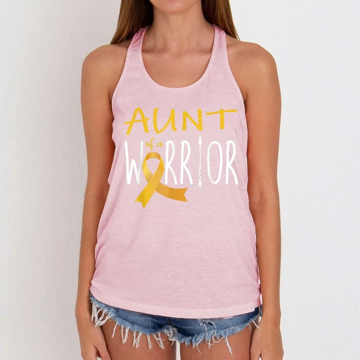 Childhood Cancer Awareness Aunt Of A Warrior Women's Knotted Racerback Tank