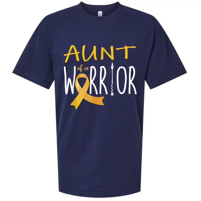 Childhood Cancer Awareness Aunt Of A Warrior Sueded Cloud Jersey T-Shirt