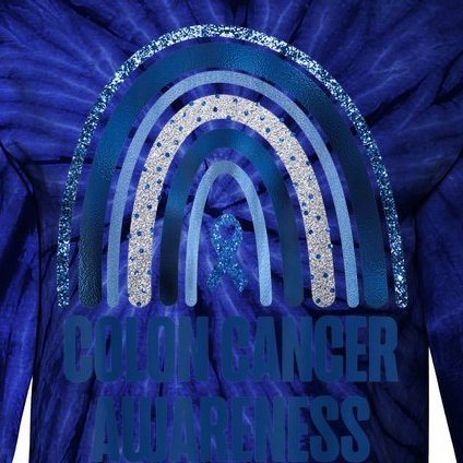 Colon Cancer Awareness Blue Ribbon And Rainbow New Awareness Tie-Dye Long Sleeve Shirt