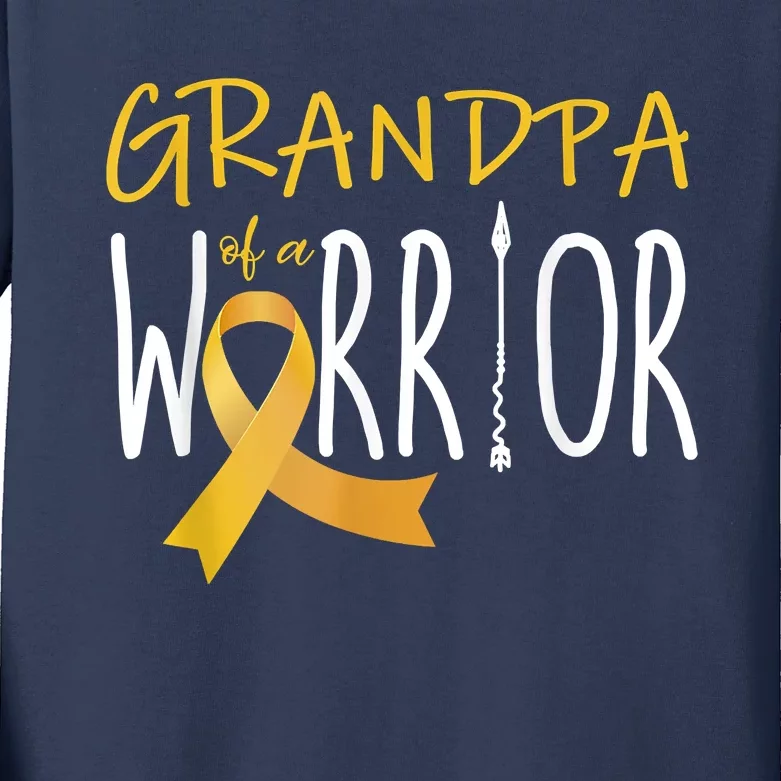 Childhood Cancer Awareness Grandpa Of A Warrior Kids Long Sleeve Shirt