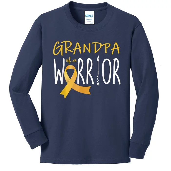 Childhood Cancer Awareness Grandpa Of A Warrior Kids Long Sleeve Shirt