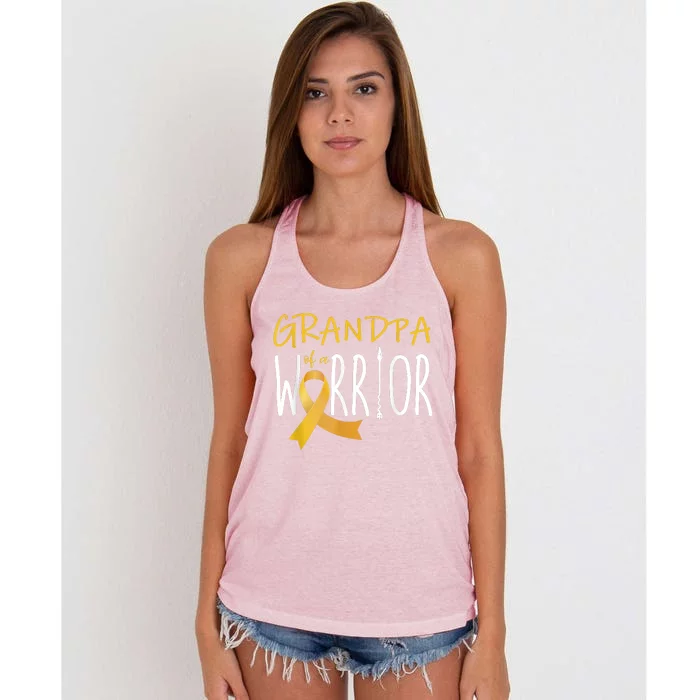 Childhood Cancer Awareness Grandpa Of A Warrior Women's Knotted Racerback Tank