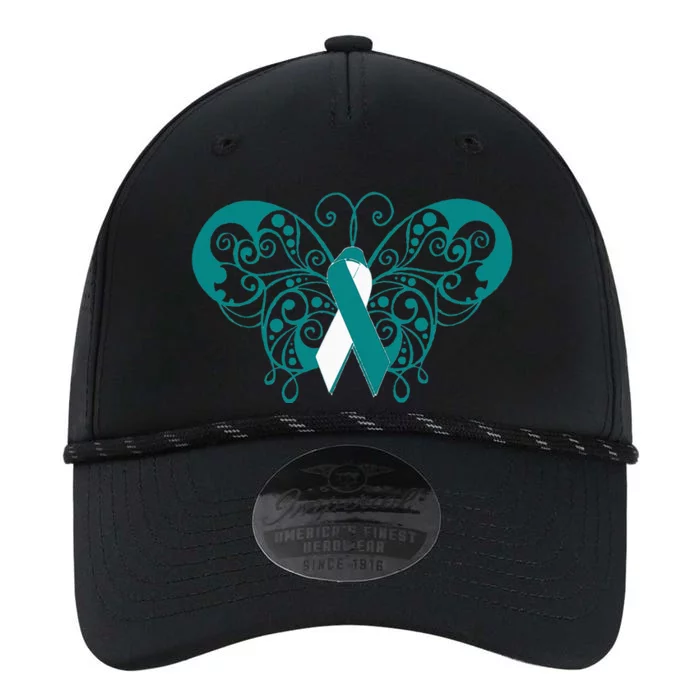 Cervical Cancer Awareness Support TealWhite Ribbon Performance The Dyno Cap