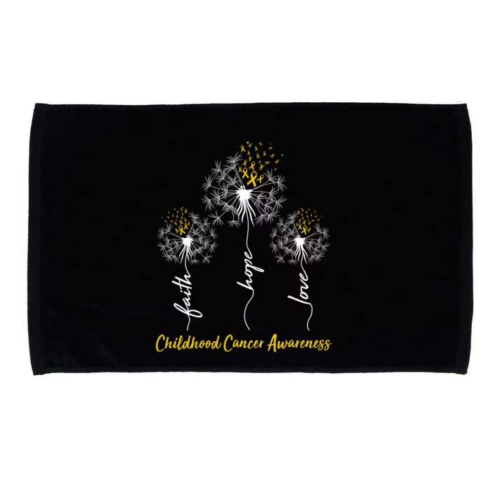 Childhood Cancer Awareness Faith Love Hope Dandelions Yellow Ribbons Microfiber Hand Towel