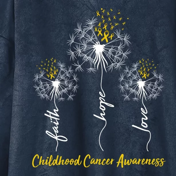 Childhood Cancer Awareness Faith Love Hope Dandelions Yellow Ribbons Hooded Wearable Blanket