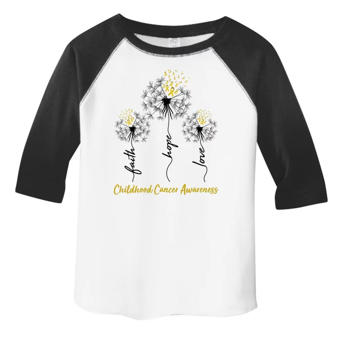 Childhood Cancer Awareness Faith Love Hope Dandelions Yellow Ribbons Toddler Fine Jersey T-Shirt