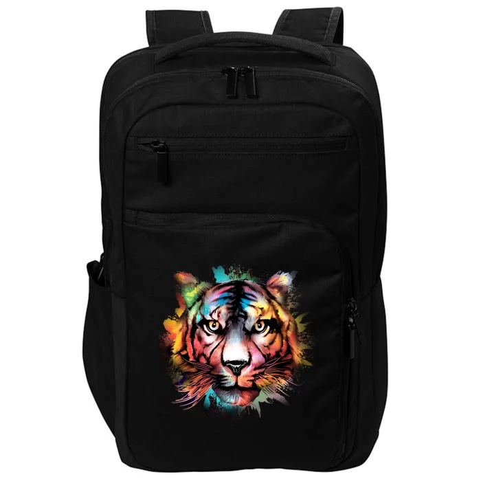 Cool Colorful Abstract Realistic Tiger Face Impact Tech Backpack