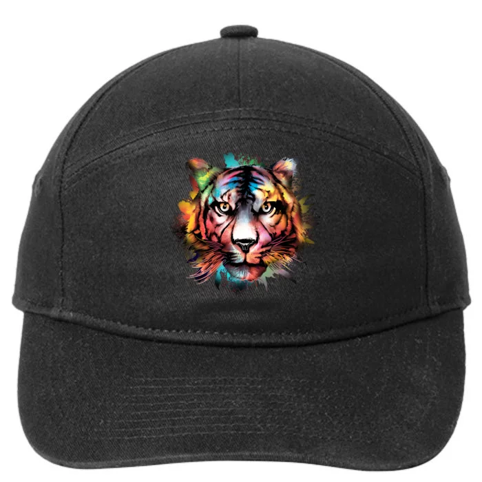 Cool Colorful Abstract Realistic Tiger Face 7-Panel Snapback Hat