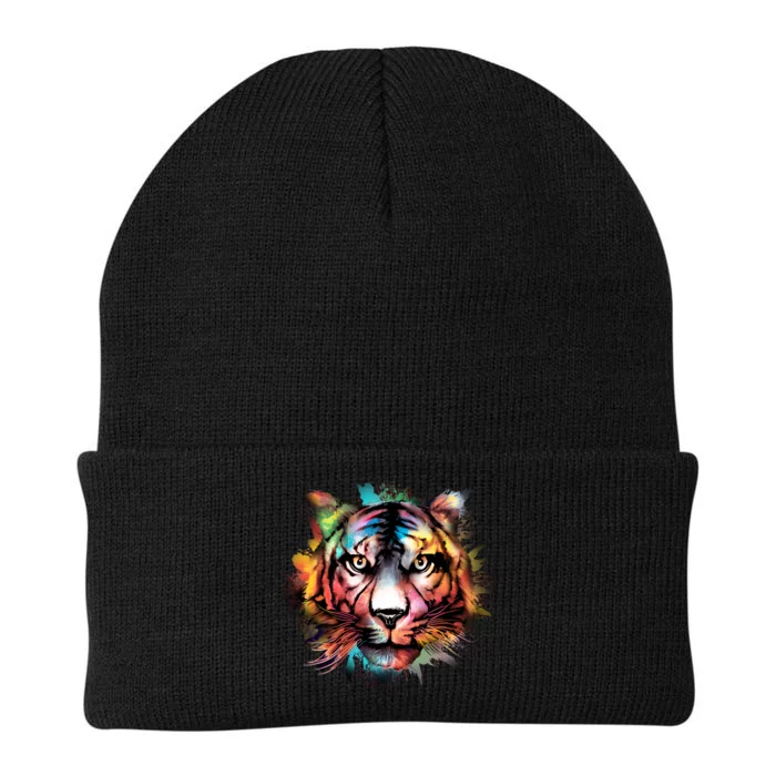 Cool Colorful Abstract Realistic Tiger Face Knit Cap Winter Beanie