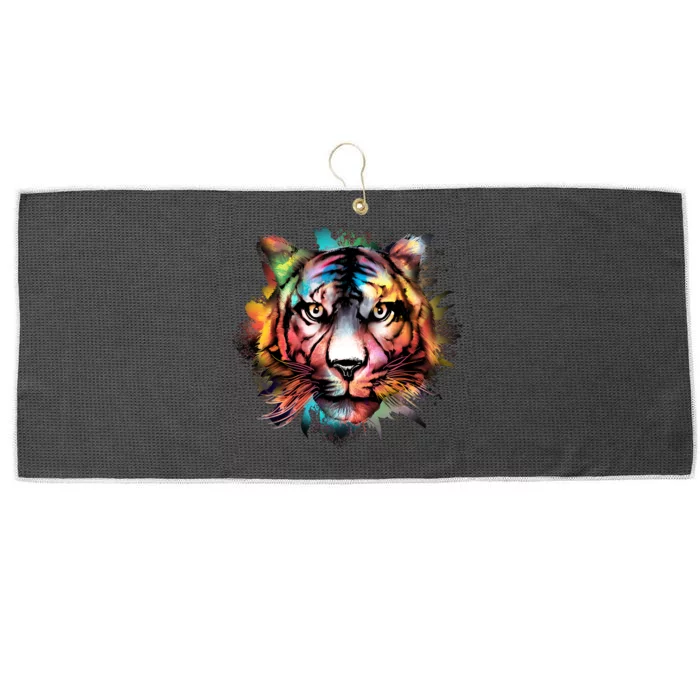 Cool Colorful Abstract Realistic Tiger Face Large Microfiber Waffle Golf Towel