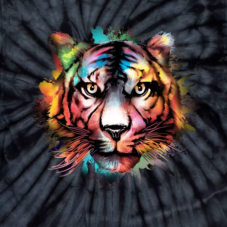 Cool Colorful Abstract Realistic Tiger Face Tie-Dye T-Shirt