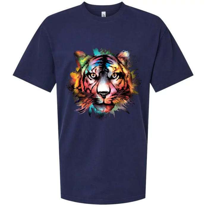 Cool Colorful Abstract Realistic Tiger Face Sueded Cloud Jersey T-Shirt