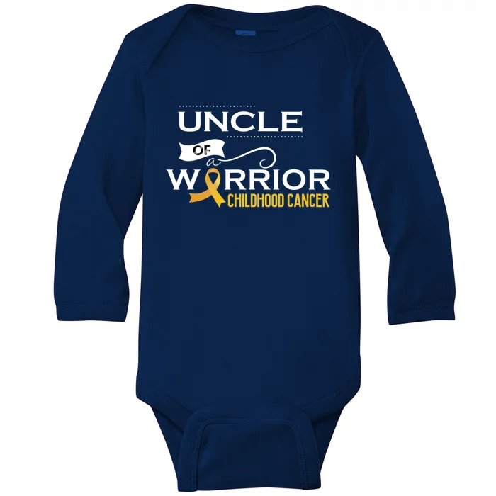 Childhood Cancer Awareness Uncle Of A Warrior Baby Long Sleeve Bodysuit