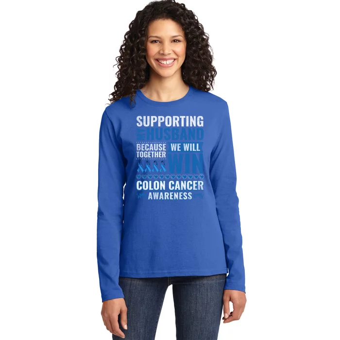 Colon Cancer Awareness Colonoscopy Support Husband Gift Ladies Long Sleeve Shirt