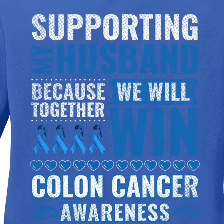 Colon Cancer Awareness Colonoscopy Support Husband Gift Ladies Long Sleeve Shirt