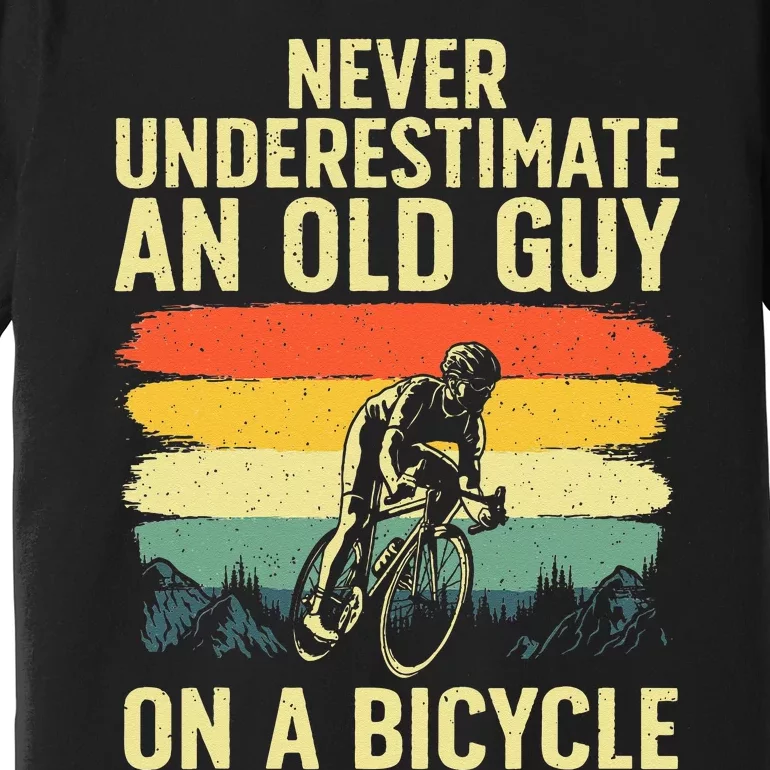 Cool Cycling Art For Men Grandpa Bicycle Riding Cycle Racing Premium T-Shirt