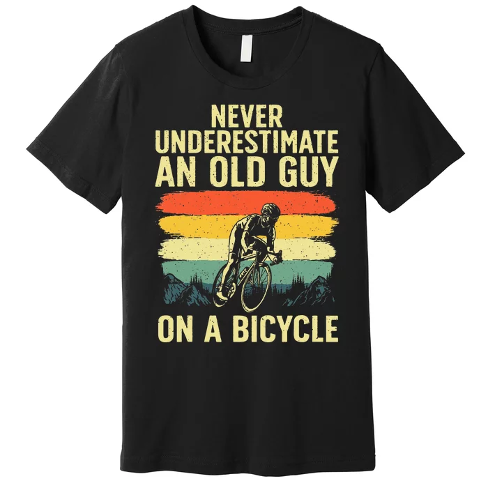 Cool Cycling Art For Men Grandpa Bicycle Riding Cycle Racing Premium T-Shirt