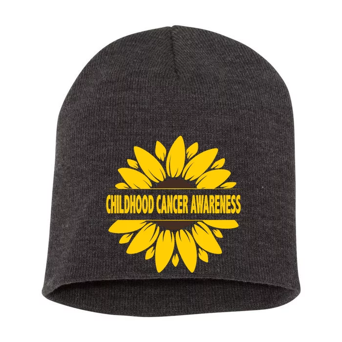 Childhood Cancer Awareness Sunflower Short Acrylic Beanie