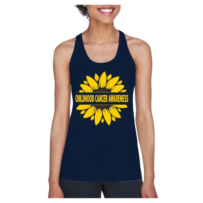 Childhood Cancer Awareness Sunflower Women's Racerback Tank