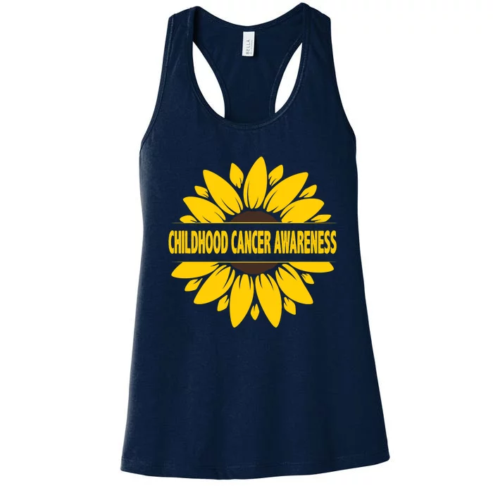 Childhood Cancer Awareness Sunflower Women's Racerback Tank