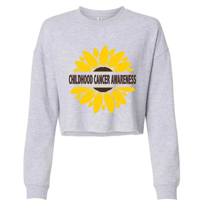 Childhood Cancer Awareness Sunflower Cropped Pullover Crew