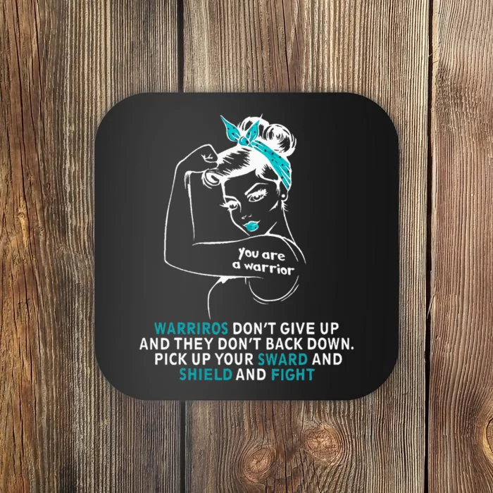 Cervical cancer awareness wo teal ribbon gift Coaster