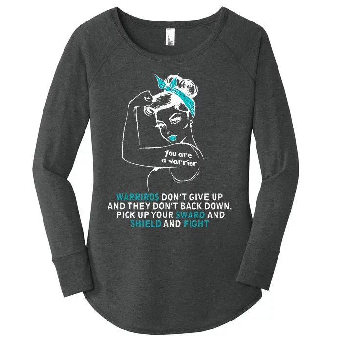 Cervical cancer awareness wo teal ribbon gift Women's Perfect Tri Tunic Long Sleeve Shirt