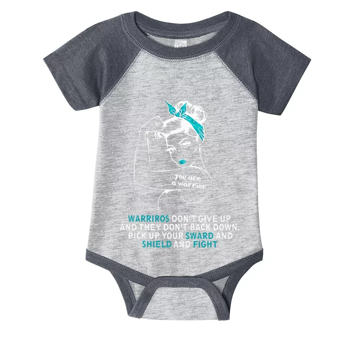 Cervical cancer awareness wo teal ribbon gift Infant Baby Jersey Bodysuit