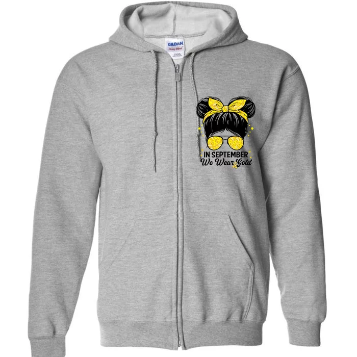 Childhood Cancer Awareness | In September We Wear Gold Cute Full Zip Hoodie