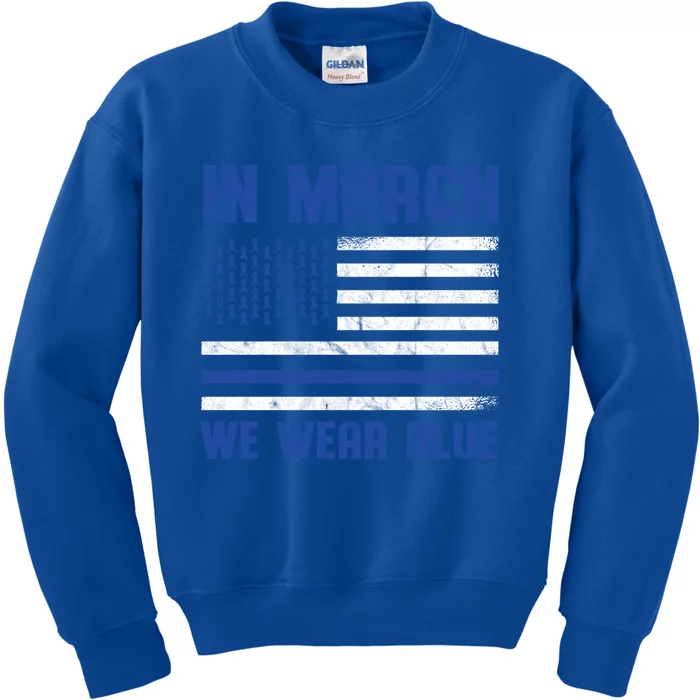 Colon Cancer Awareness Month We Wear Green Blue Ribbon Funny Gift Kids Sweatshirt